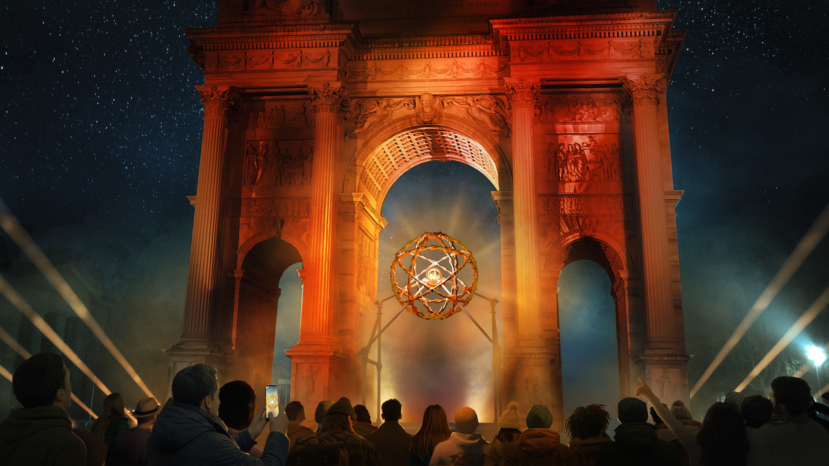 Rendering calderone olimpico