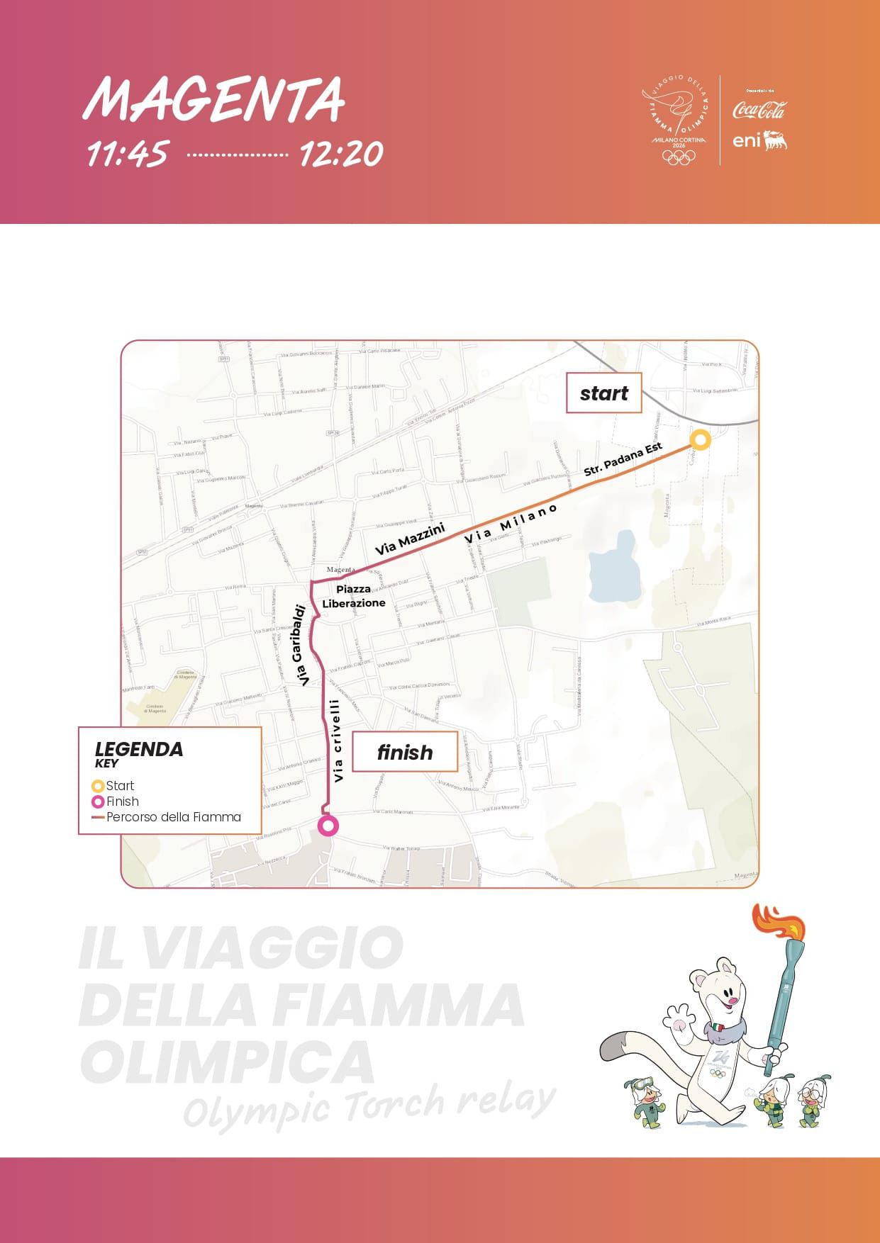 Magenta percorso Fiaccola Olimpica